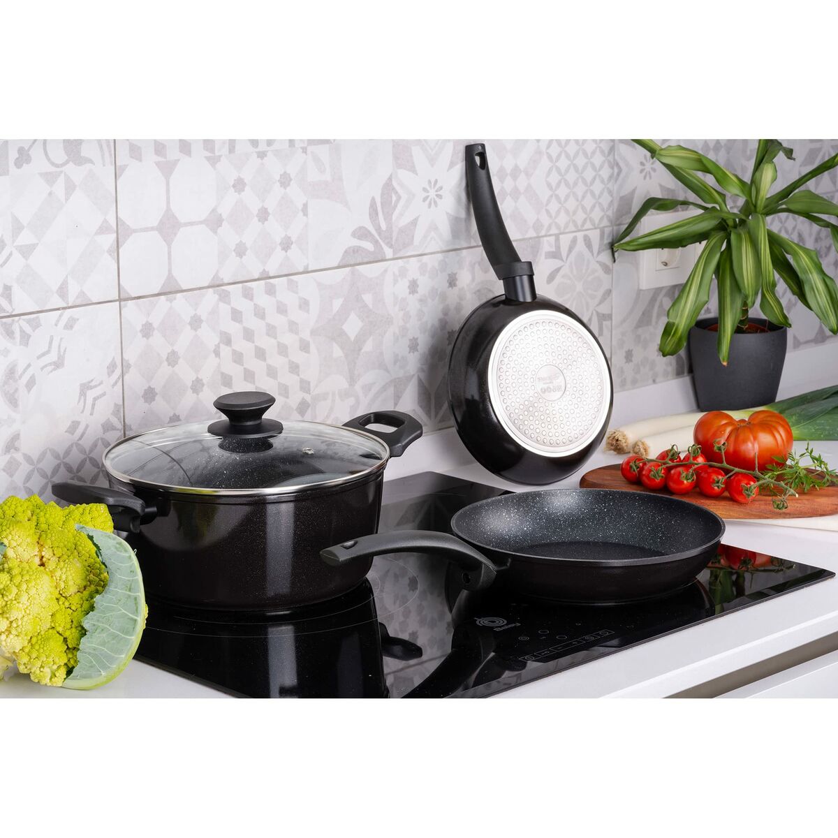 Gryta med lock Fagor VIVANT 24 NEGRA Svart Aluminium 4,8 L - 2