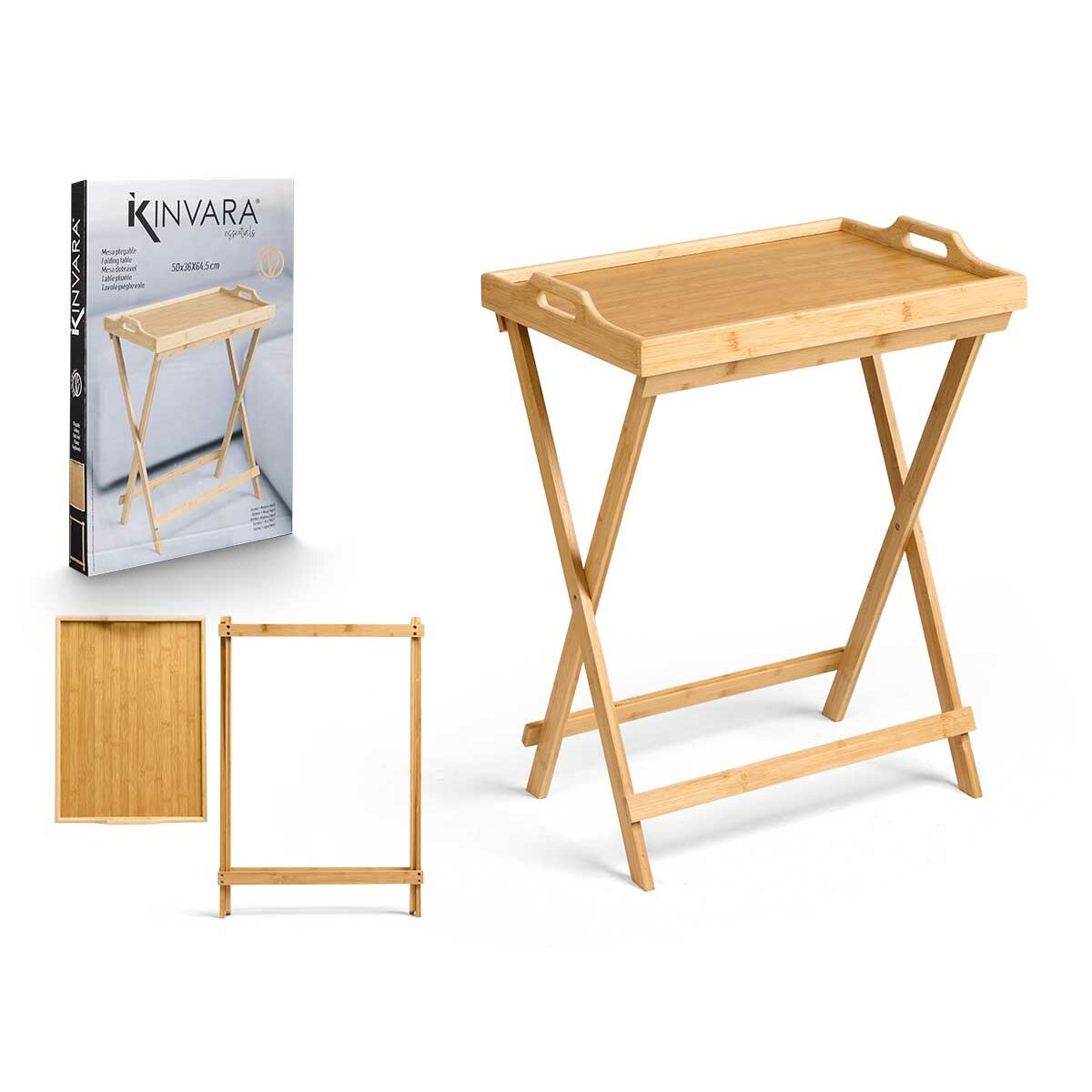 Hopfällbara sidobord Kinvara Naturell 50 x 36 x 64,5 cm - 2