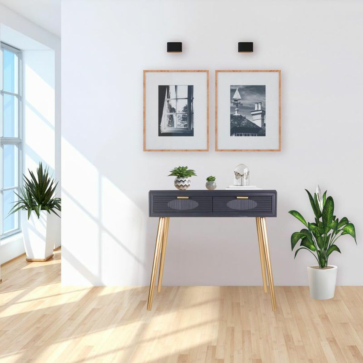 Hallmöbel med lådor Alexandra House Living Grå Gyllene 41 x 78 x 82 cm - 2