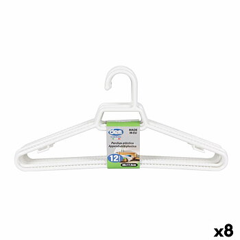 Klädhängarset Dem Vit Plast 12 Delar 38 x 17,5 cm (8 antal)