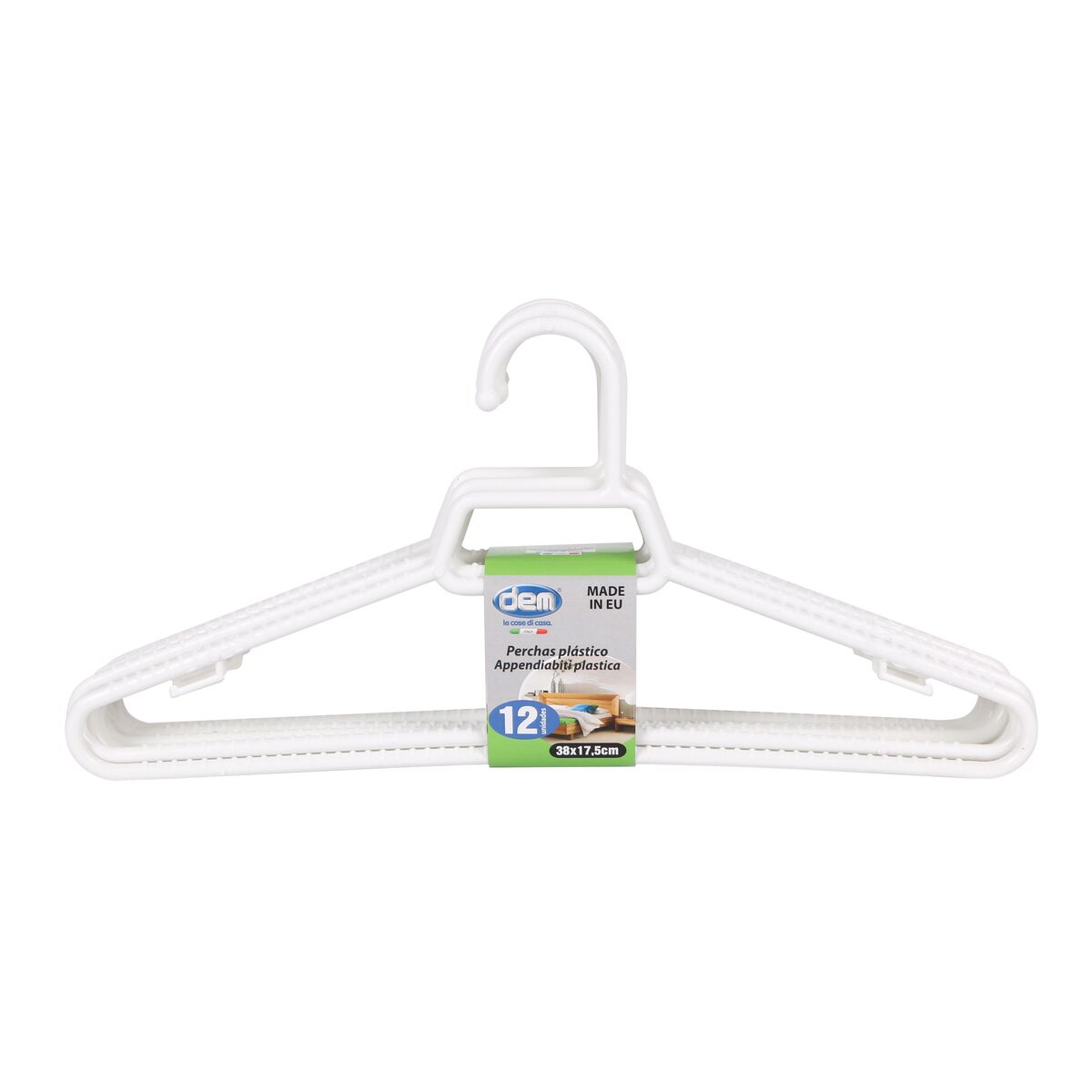 Klädhängarset Dem Vit Plast 12 Delar 38 x 17,5 cm (8 antal) - 4