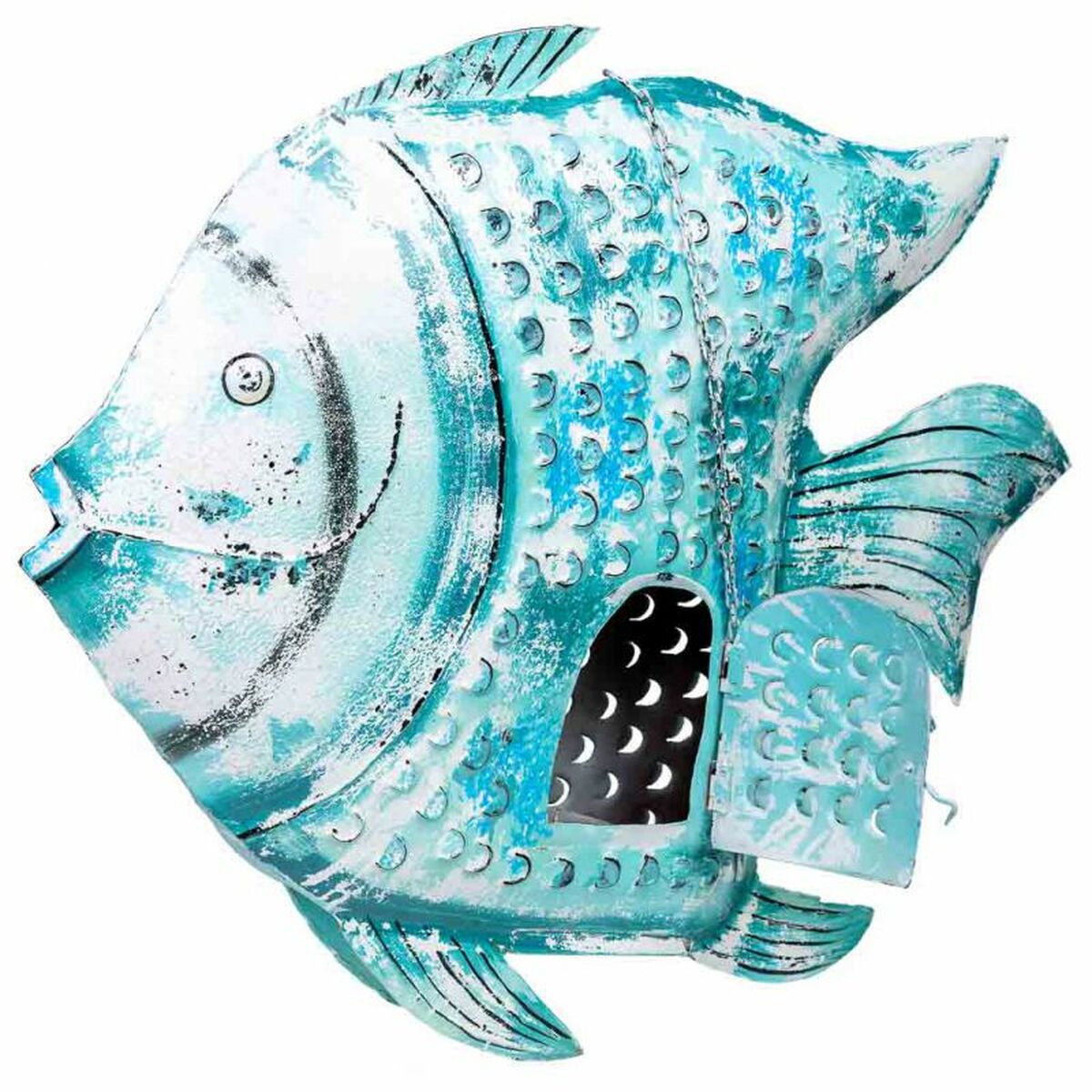 Ljusstakar Alexandra House Living Blå Mangoträ 15 x 83 x 107 cm Fisk - 3