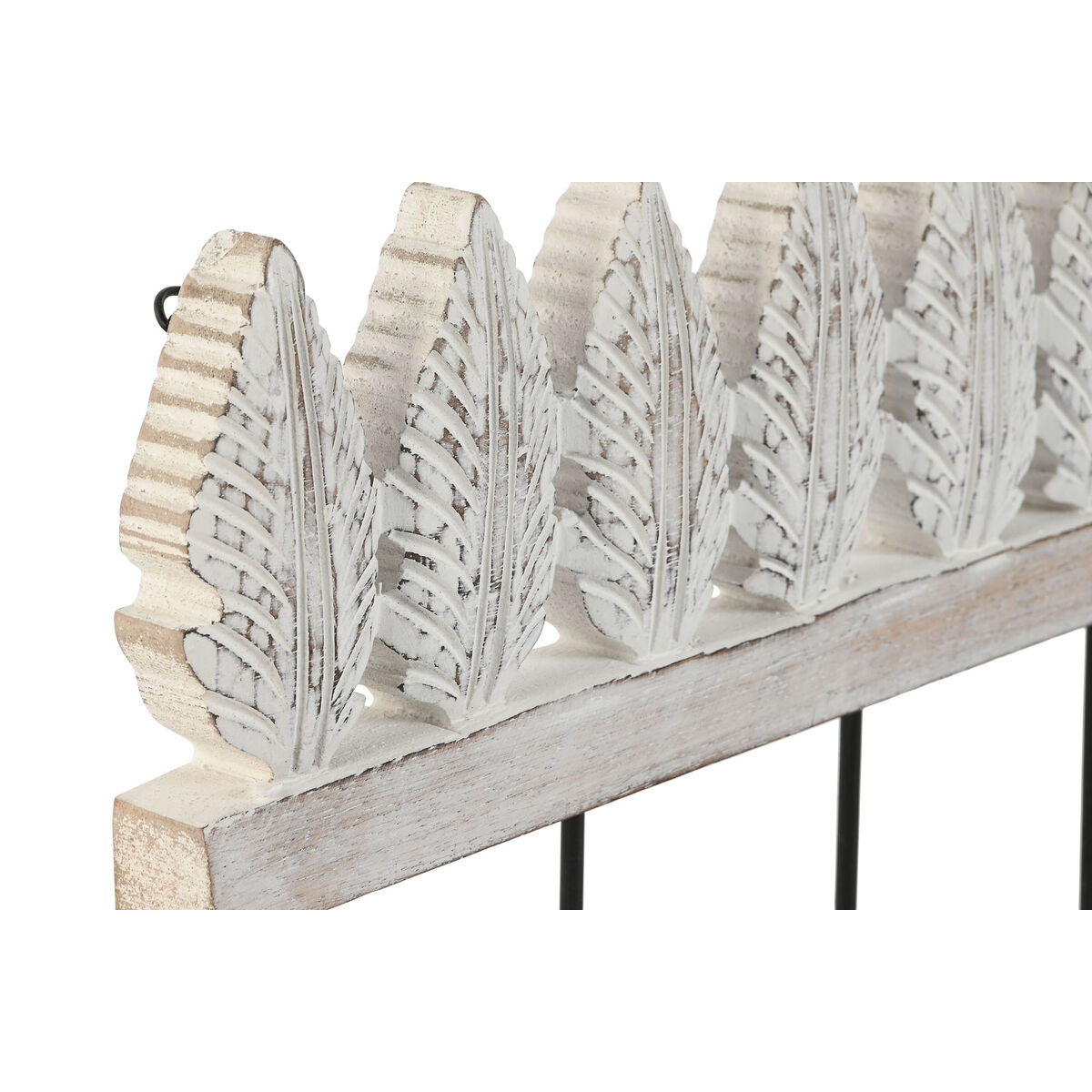 Väggmonterad rockhängare Home ESPRIT Vit Svart Metall Mangoträ Blad 41 x 6,5 x 16,5 cm - 3