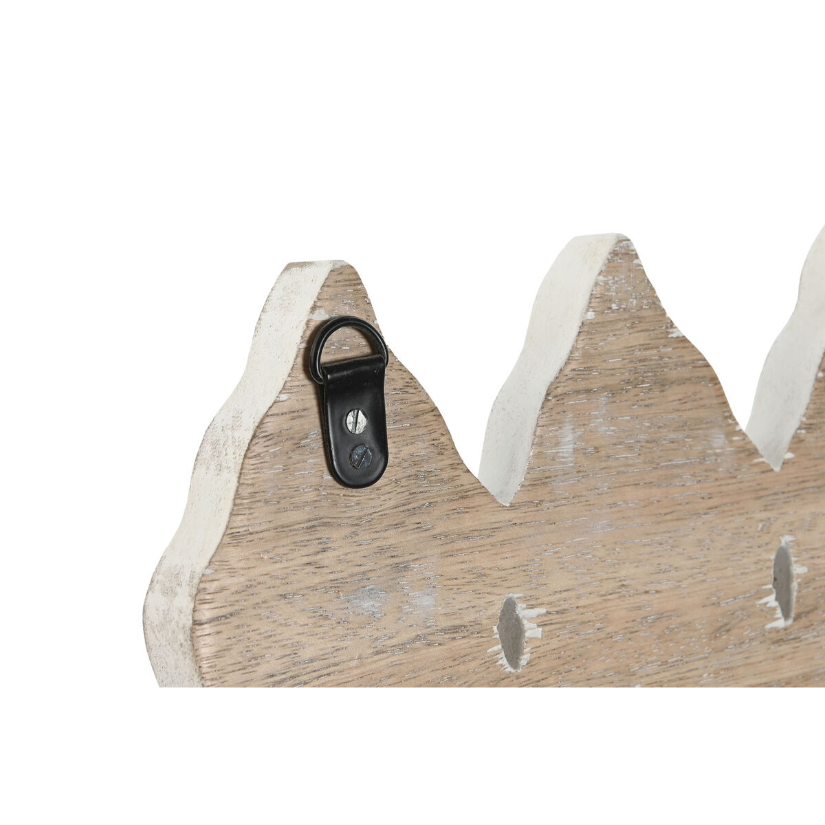 Väggmonterad rockhängare Home ESPRIT Vit Svart Metall Mangoträ Blad 41 x 7 x 23 cm - 2