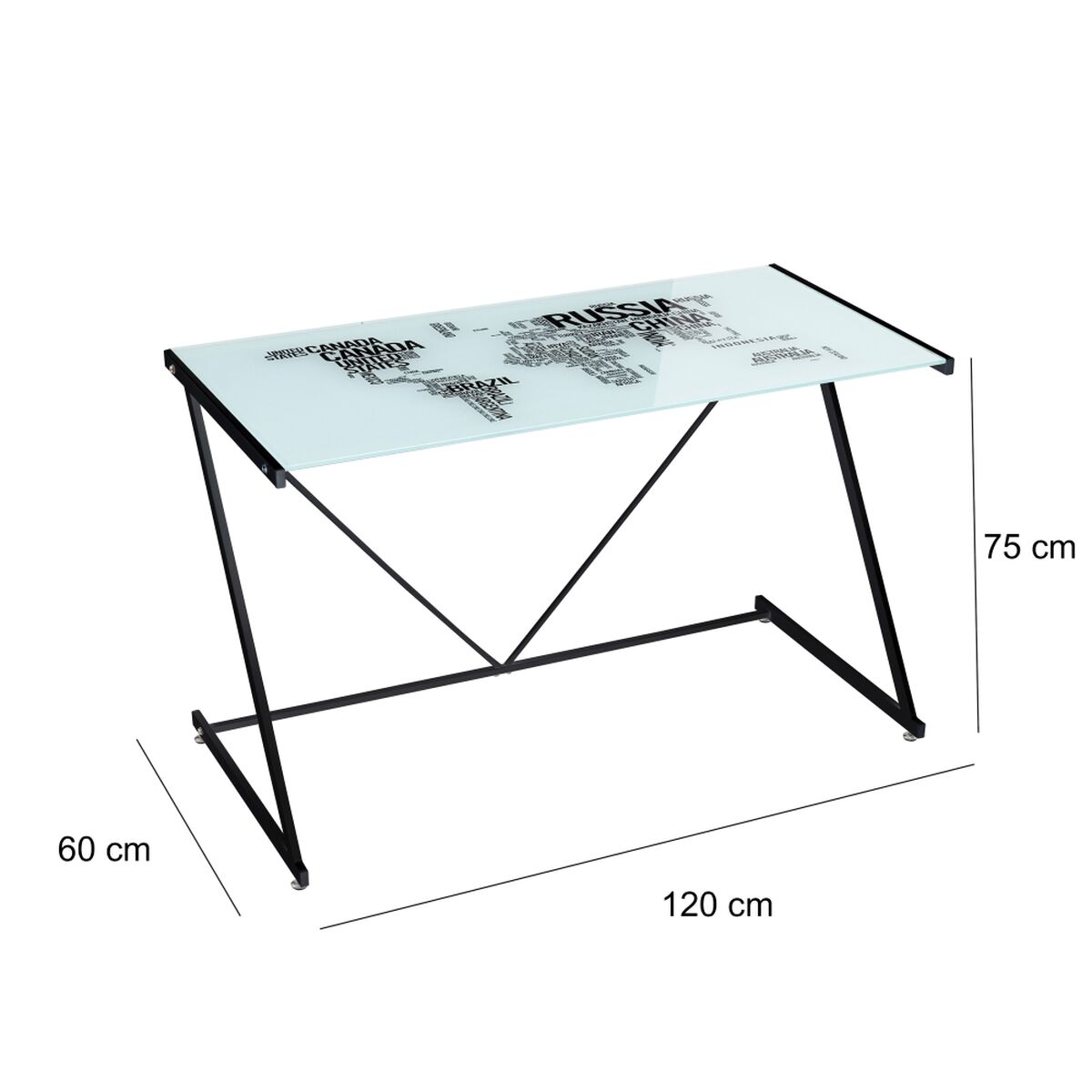 Sidobord COUNTRIES WORLD Vit Svart matt 120 x 60 x 75 cm - 7