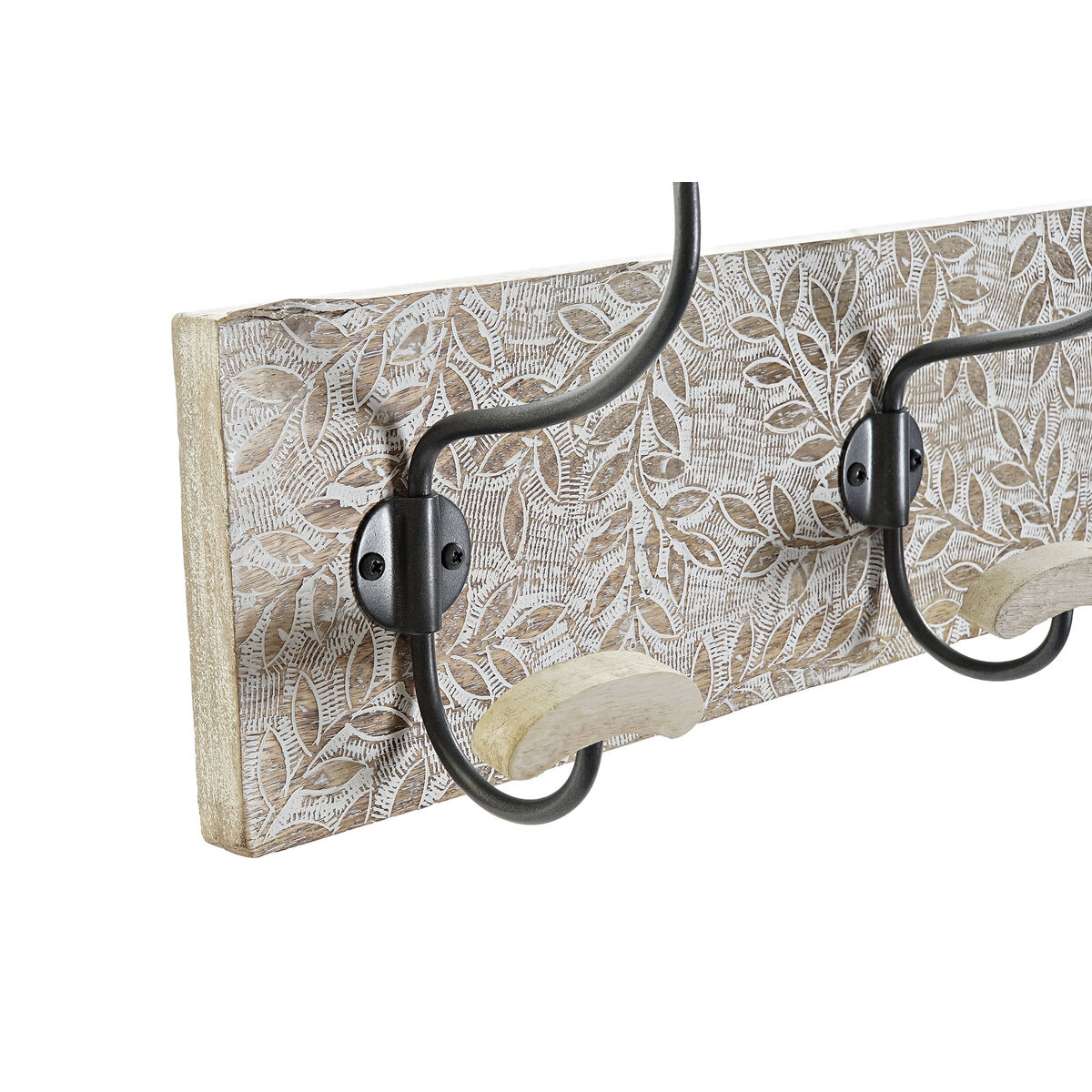 Väggmonterad rockhängare Home ESPRIT Vit Järn Mangoträ 76 x 14 x 21 cm - 3