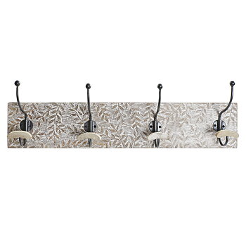 Väggmonterad rockhängare Home ESPRIT Vit Järn Mangoträ 76 x 14 x 21 cm