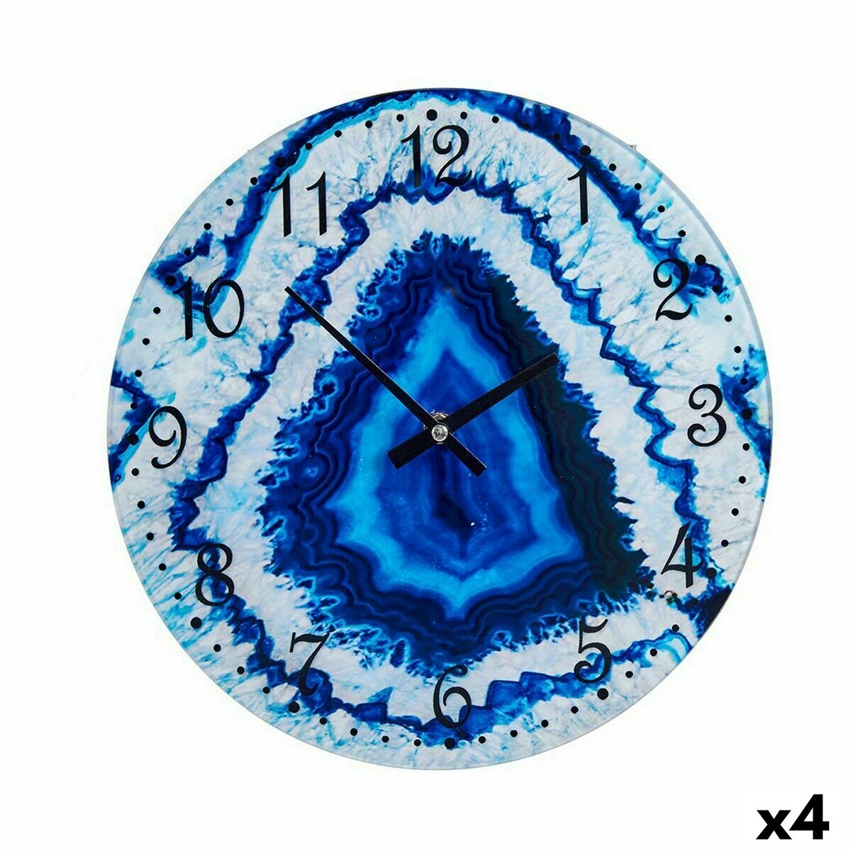 Väggklocka Gift Decor Blå Glas Marmor 30 x 4 x 30 cm (4 antal)