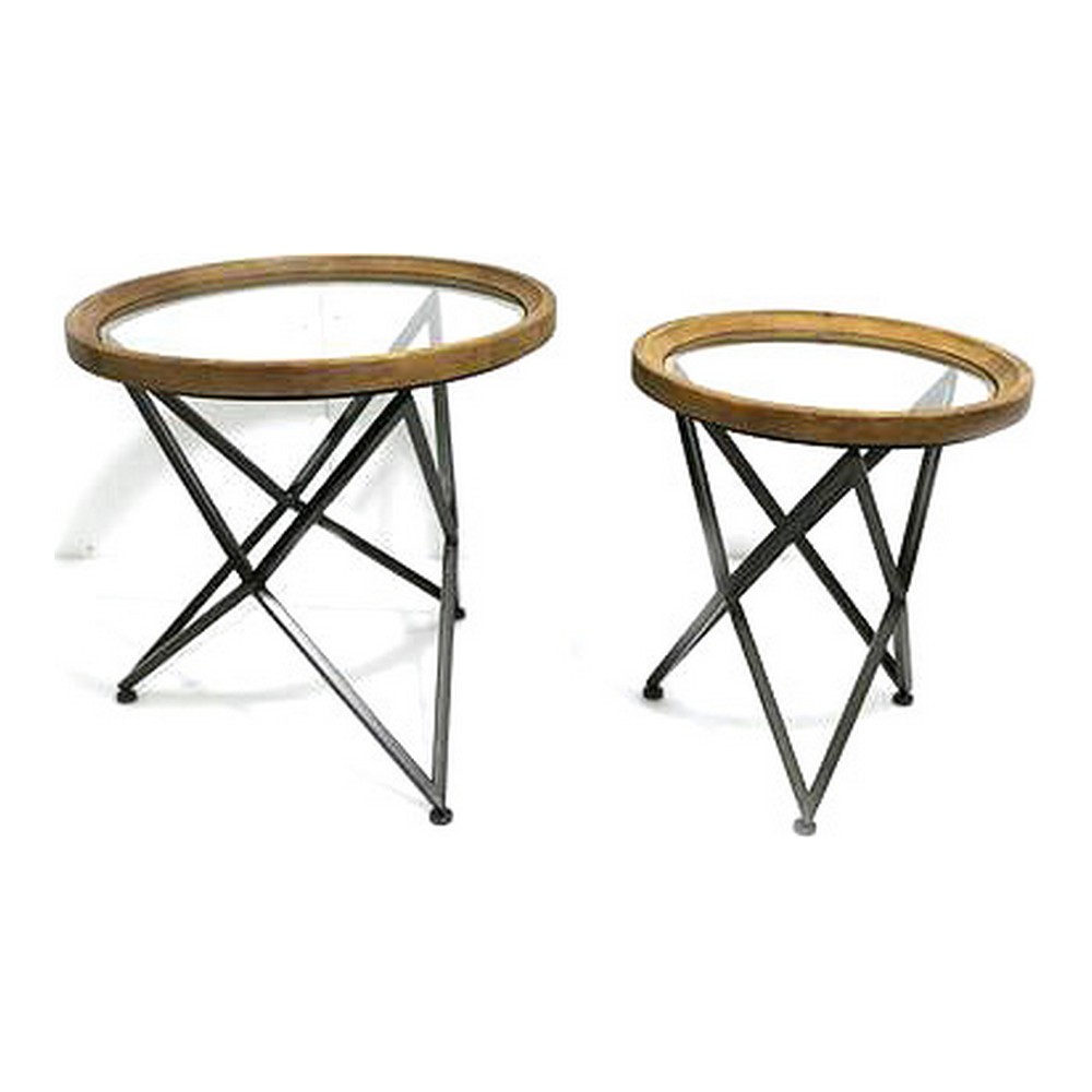 2-bordsset DKD Home Decor Svart Naturell 65 x 65 x 63 cm
