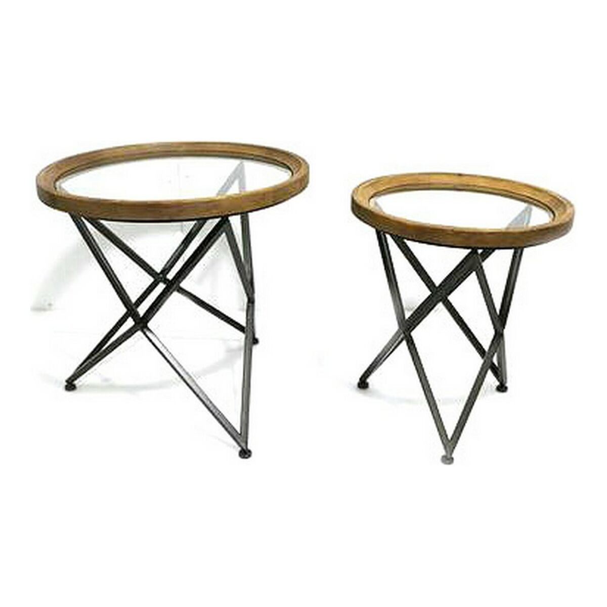 2-bordsset DKD Home Decor Svart Naturell 65 x 65 x 63 cm - 2