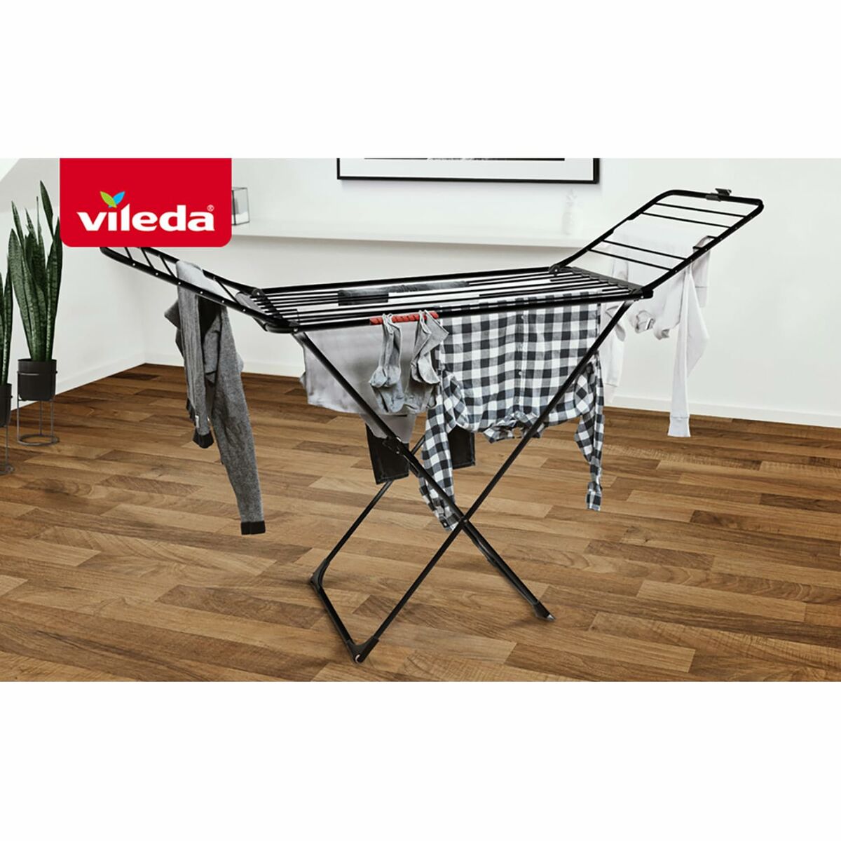 Klädhängare hopfällbar Vileda Extra Black 174090 174 x 56 x 116 cm - 6