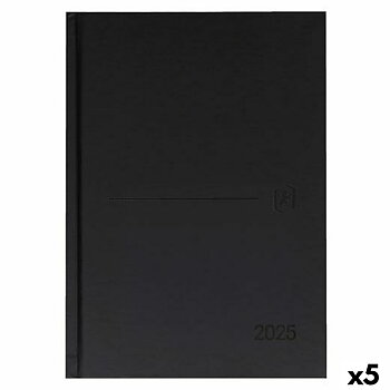 Dagbok Oxford CLASSIC Svart A5 15 x 21 cm 2025 (5 antal)