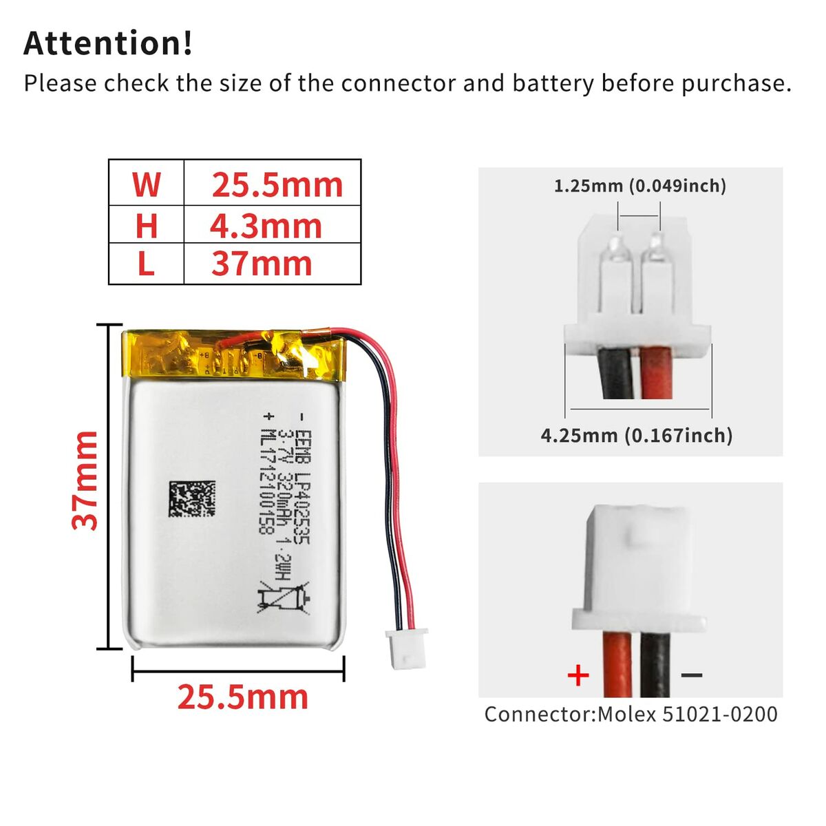 Batteri 3,7 V - 3
