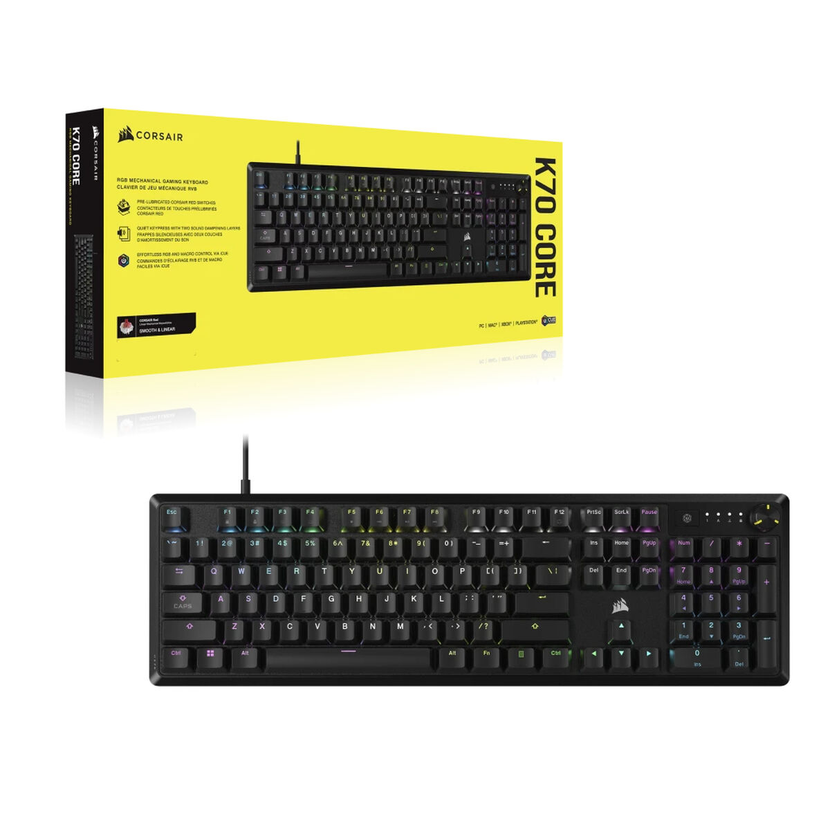 Tangentbord Corsair K70 CORE Svart Franska AZERTY - 2