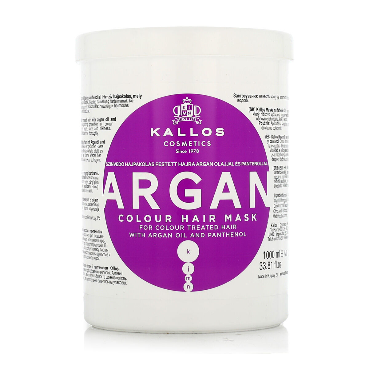 Hårinpackning Kallos Cosmetics Argan 1 L