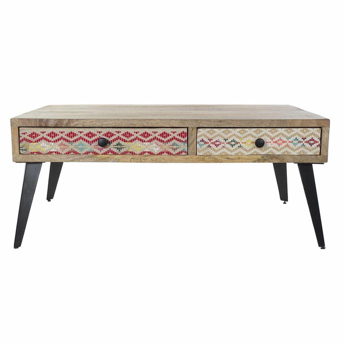 Sidobord DKD Home Decor 110 x 70 x 46 cm Svart Metall Brun Multicolour Mangoträ - 7