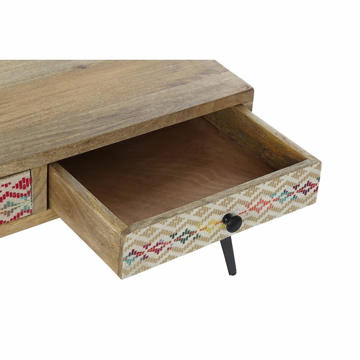 Sidobord DKD Home Decor 110 x 70 x 46 cm Svart Metall Brun Multicolour Mangoträ - 5