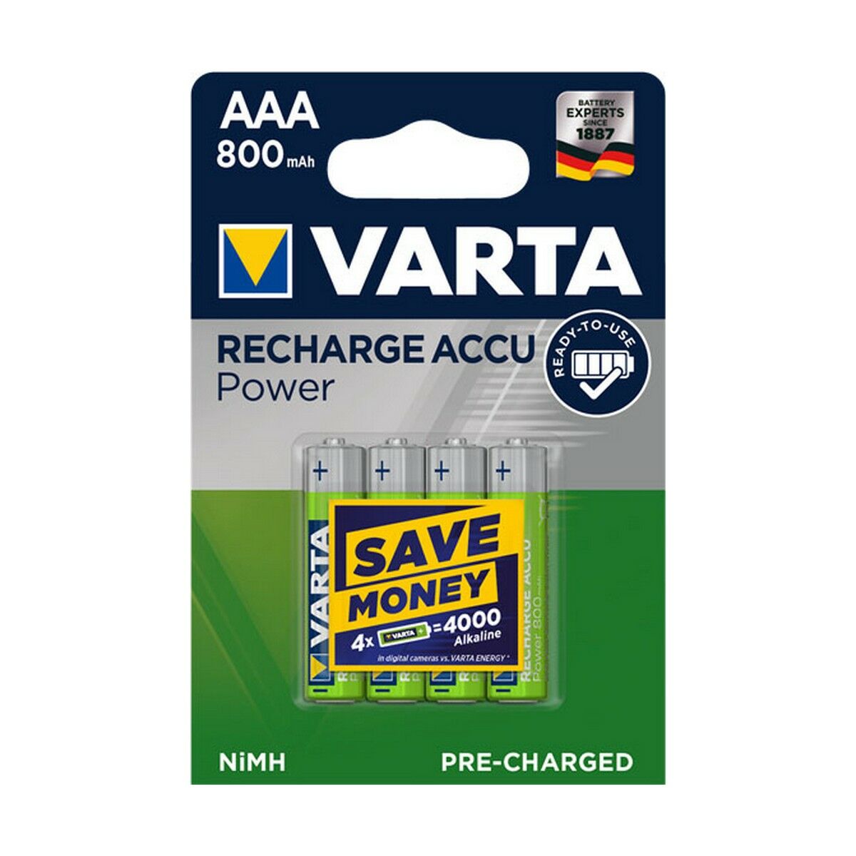 Laddningsbara Batterier Varta -56703B 800 mAh 1,2 V AAA (4 antal)