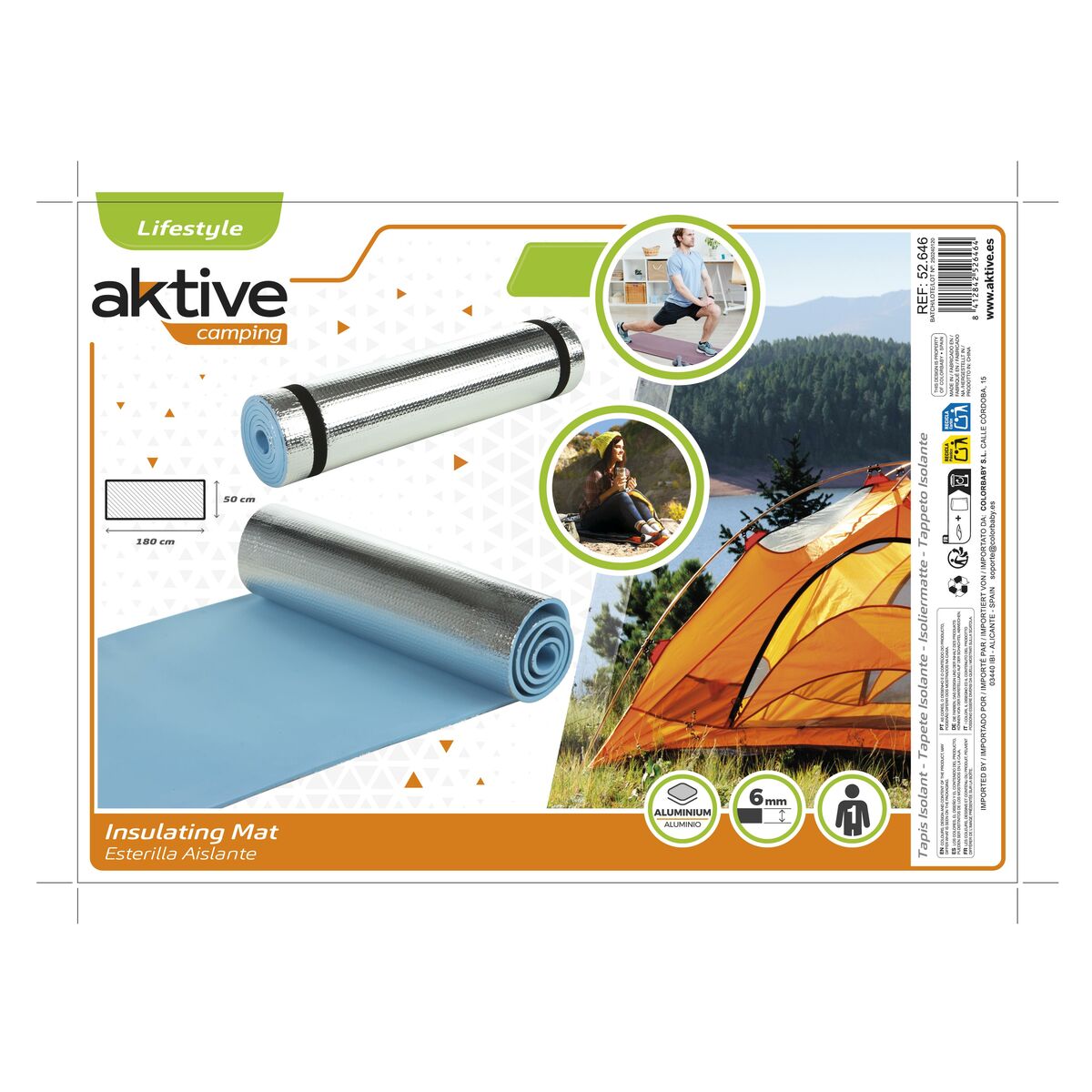 Matta Aktive Camping Blå 180 x 0,6 x 50 cm 12 antal - 7