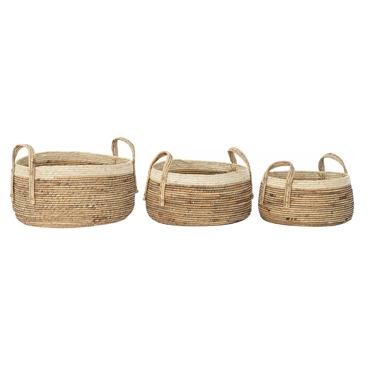 Korg - set DKD Home Decor Tropiskt Naturliga fibrer Rusar (45 x 45 x 33 cm) (3 Delar) - 5