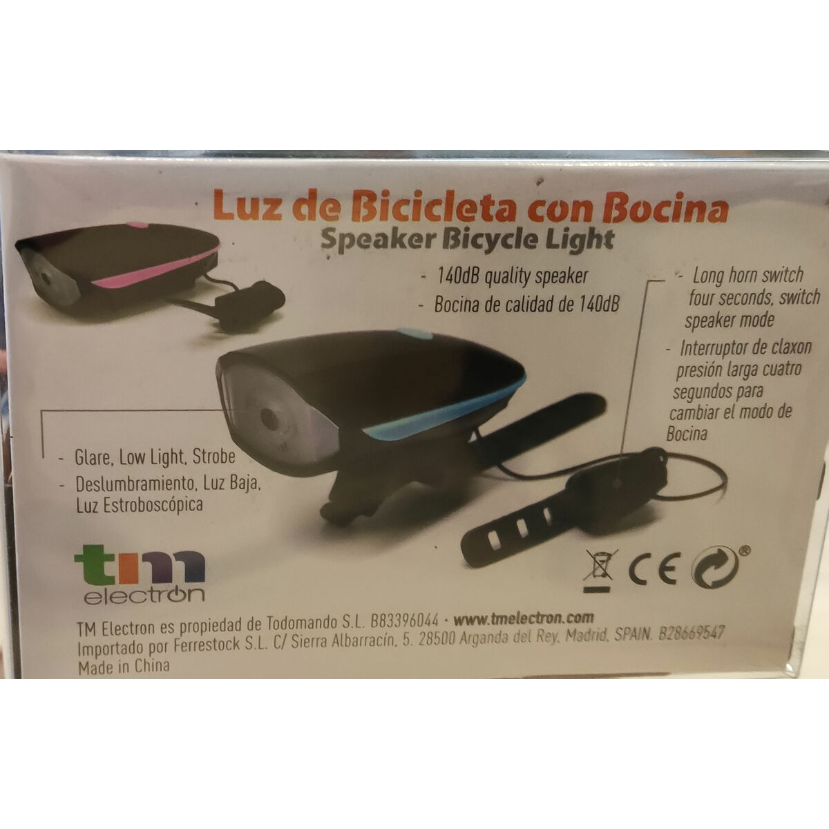 LED-lampa för cykel TM Electron Rosa - 13