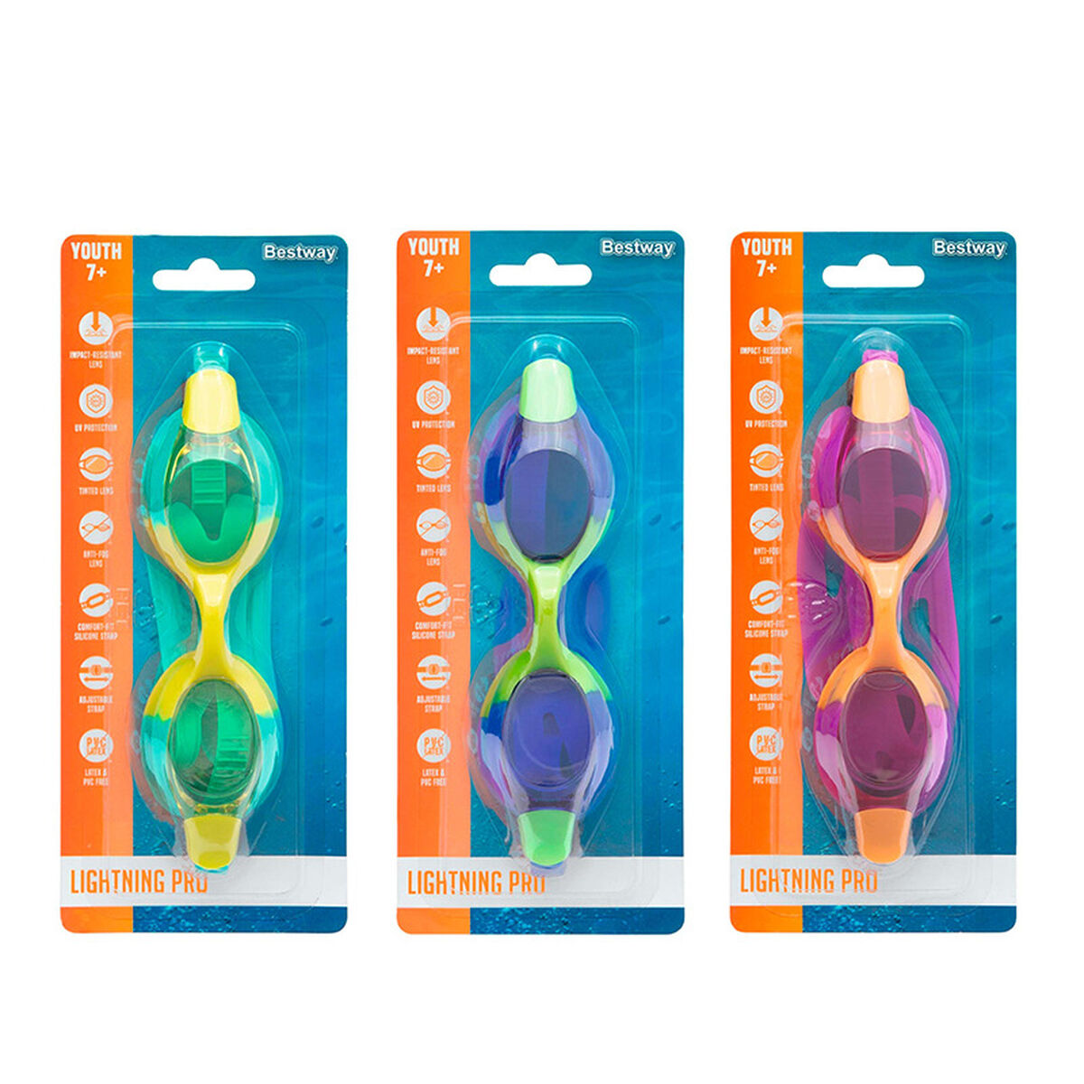 Bestway Silikonglasögon för vuxna Antifog Flerfärgad +14 År Strand och Pool 21051 - 5