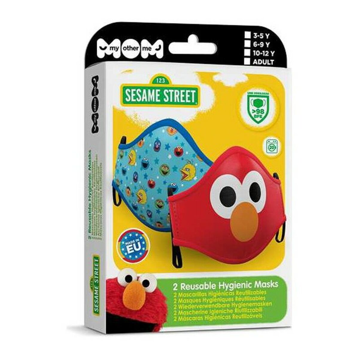 Återanvändbart Hygieniskt Munskydd av Tyg Sesame Street Premium 3-5 år - 2