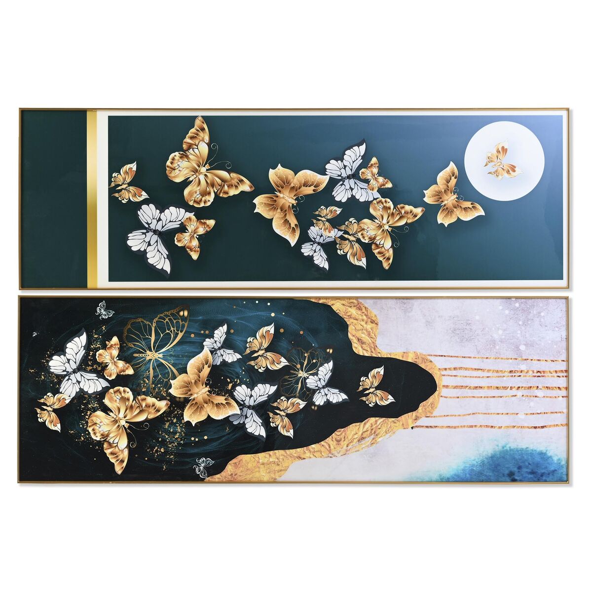 Tavla DKD Home Decor 180 x 3 x 60 cm Fjärilar (2 antal)