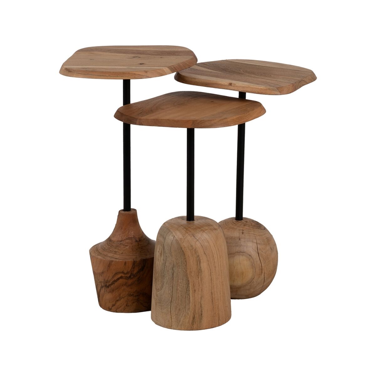 Sidobord Svart Naturell 35 x 35 x 65 cm - 3