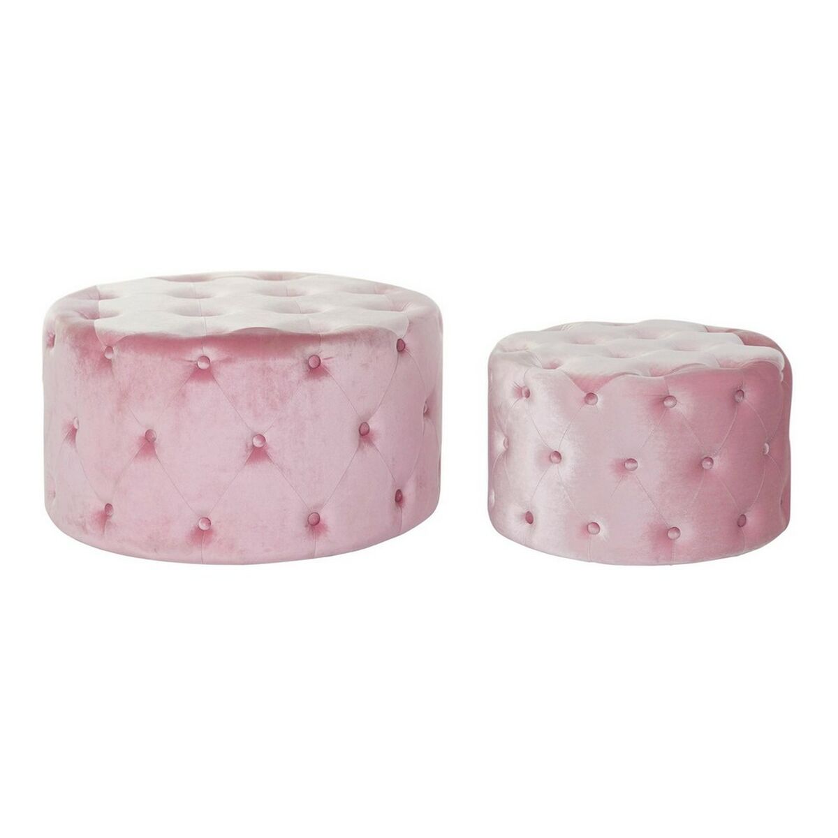 Fotpall DKD Home Decor Rosa Velvet Trä MDF Glam (2 pcs) - 9
