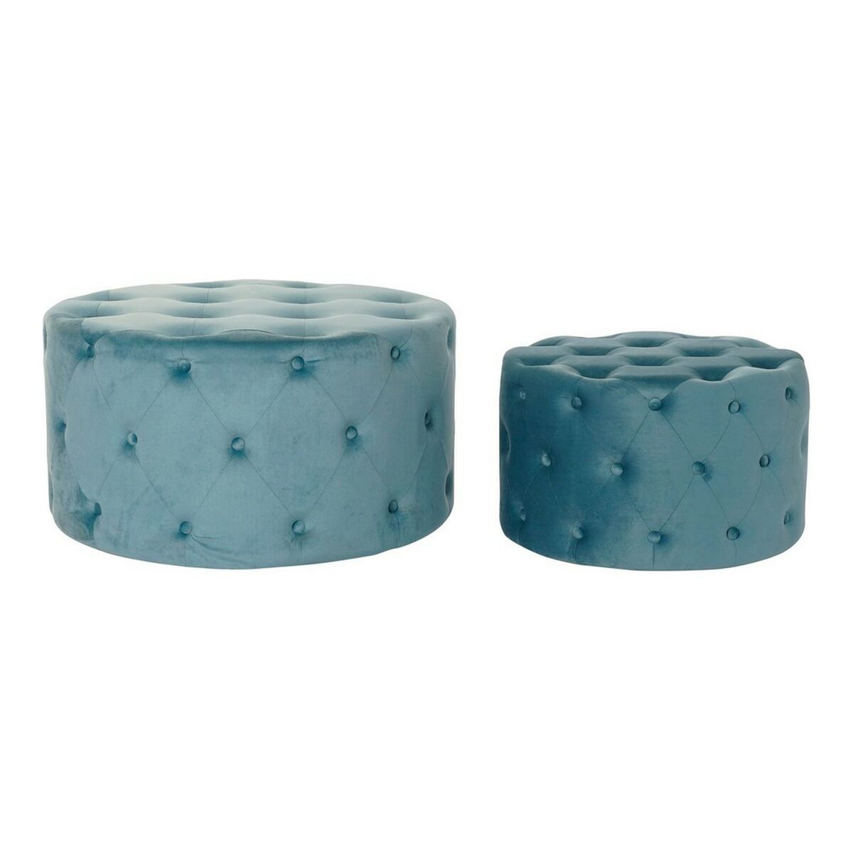 Fotpall DKD Home Decor Blå Modern Velvet Trä MDF (2 pcs) - 5