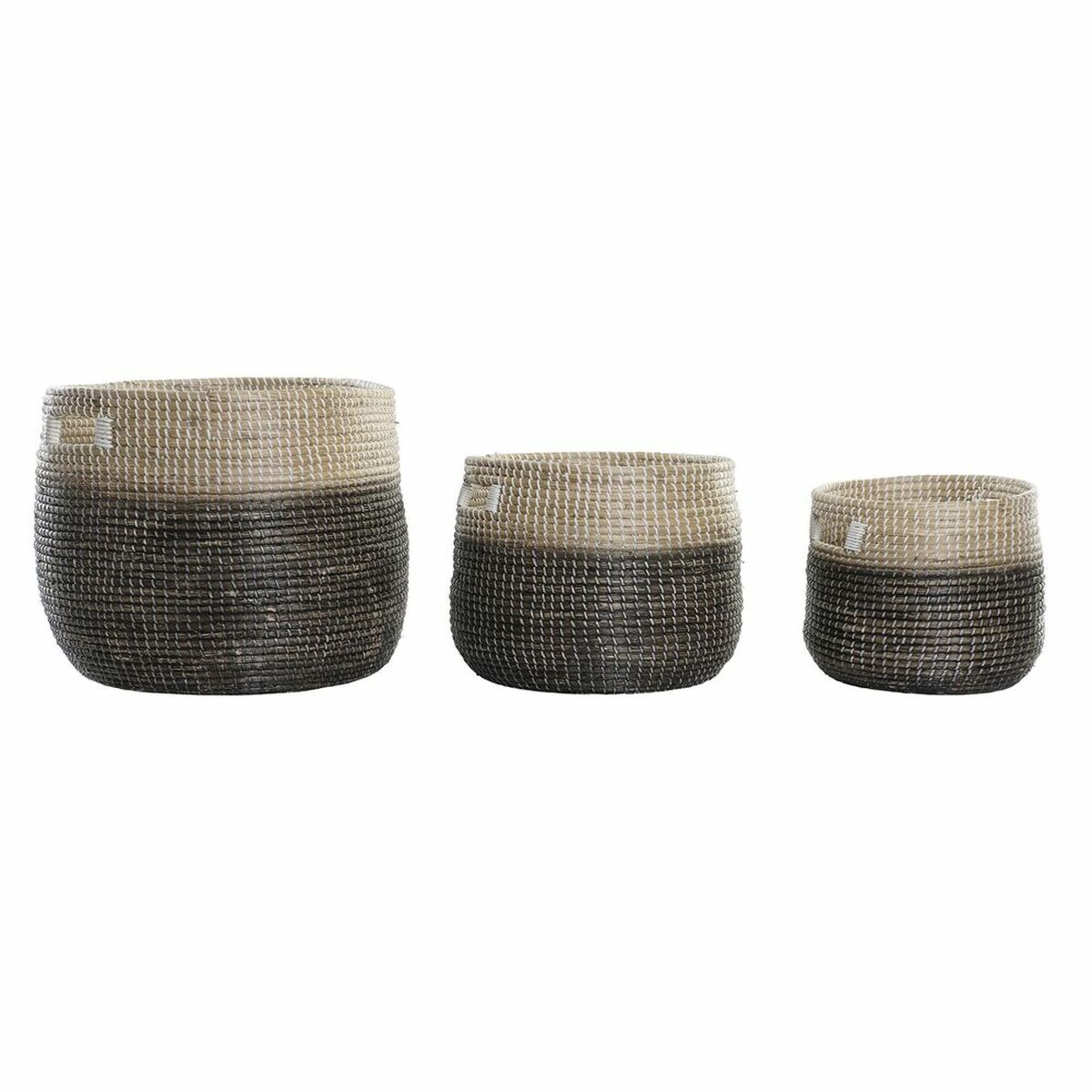Korg - set DKD Home Decor Grå Naturell Sjögräs (3 Delar) - 3