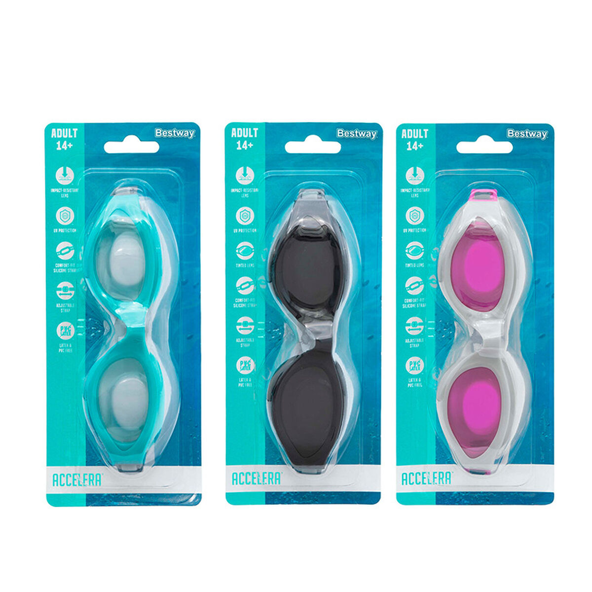 Bestway Simmande Goggles Silikon Vuxen Spegel Antifog Blandade Färger +14 År Strand och Pool 21066 - 5