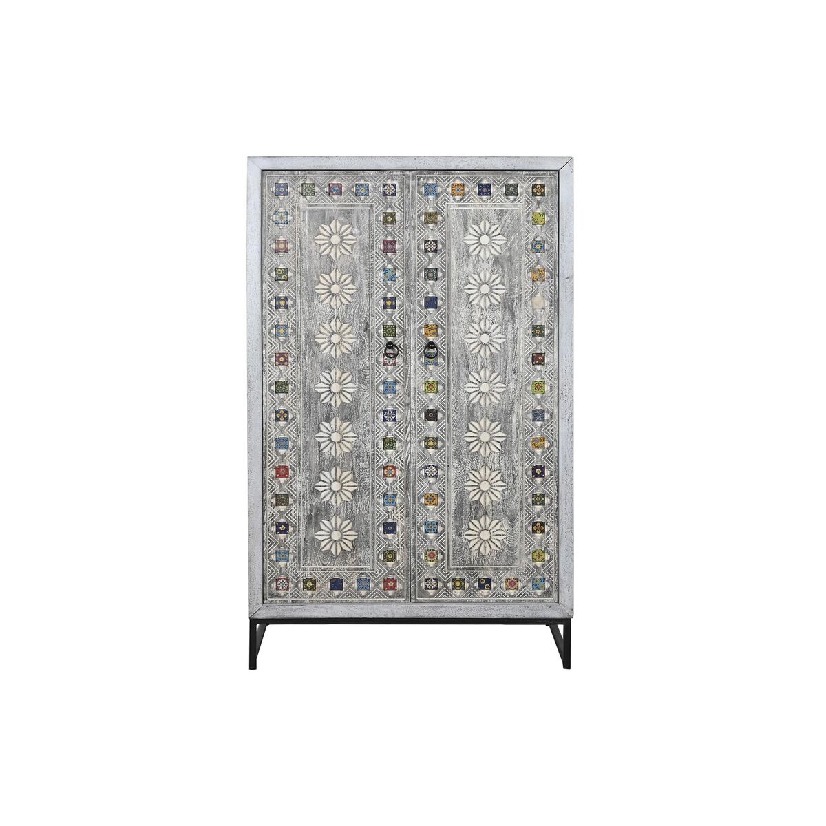 Skåp DKD Home Decor Grå Vit Mangoträ (90 x 38 x 150 cm) - 3