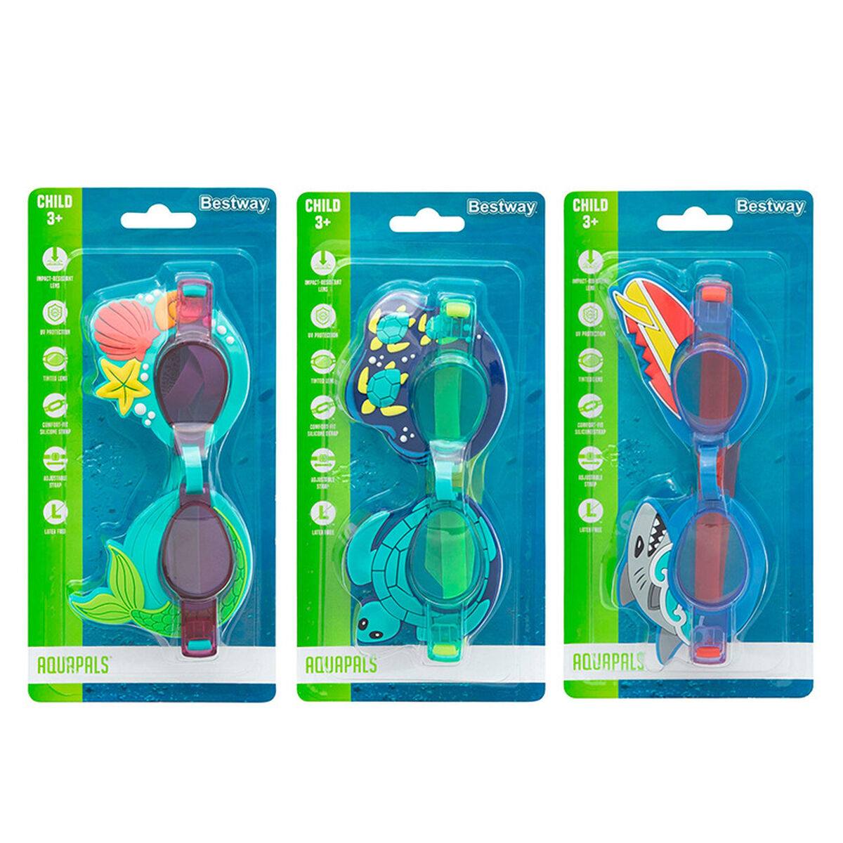 Bestway Barn Simning Glasögon Silikonband Uppsättning 3 St +3 År Strand och Pool 21074 - 5