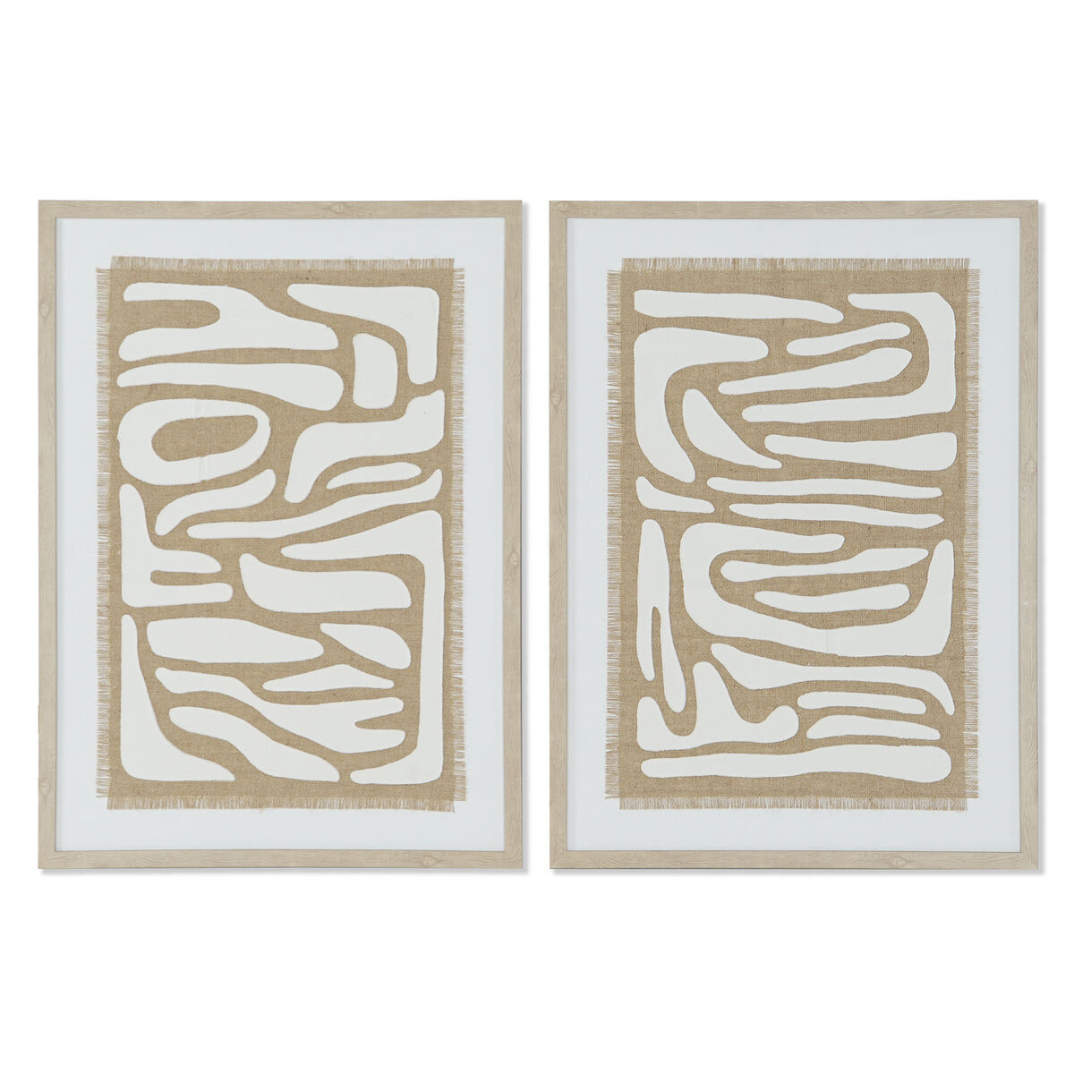 Kanvas Home ESPRIT Vit Beige Abstrakt Skandinavisk 52,7 x 2,5 x 72,5 cm (2 antal)