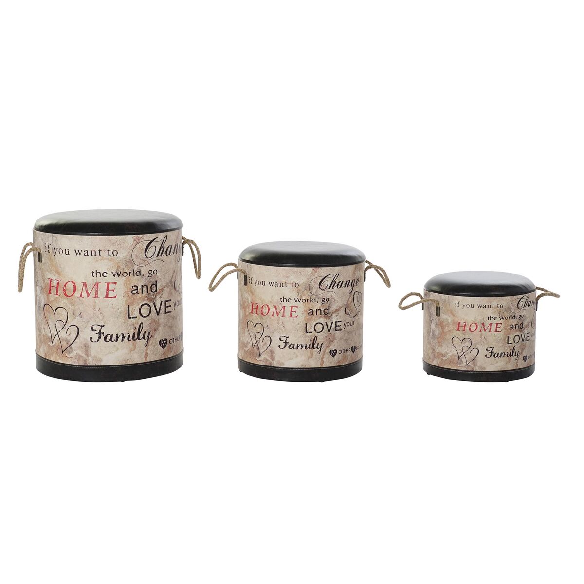 Uppsättning med Dekorativa Lådor DKD Home Decor Kärlek MDF PU (3 pcs) - 5