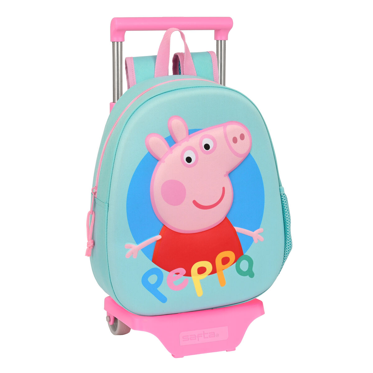 Skolväska med hjul Peppa Pig Turkos (27 x 32 x 10 cm)