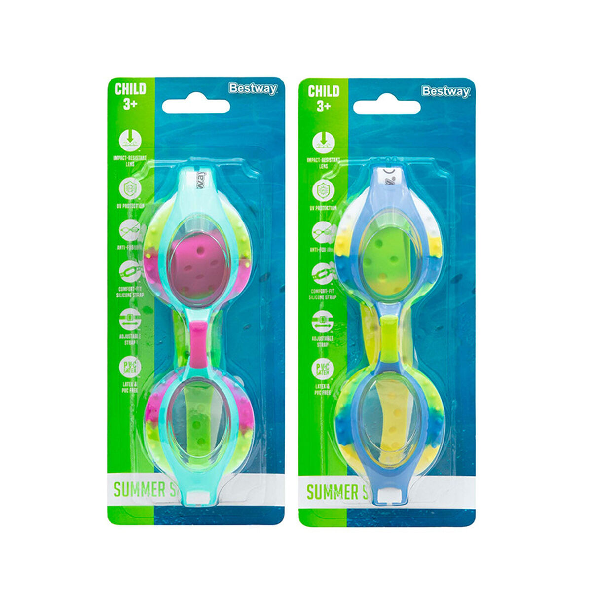 Bestway Simglasögon Simning Set 3 Pcs Rem Silikon Färg Bland +7 År Strand och Pool 21096 - 4