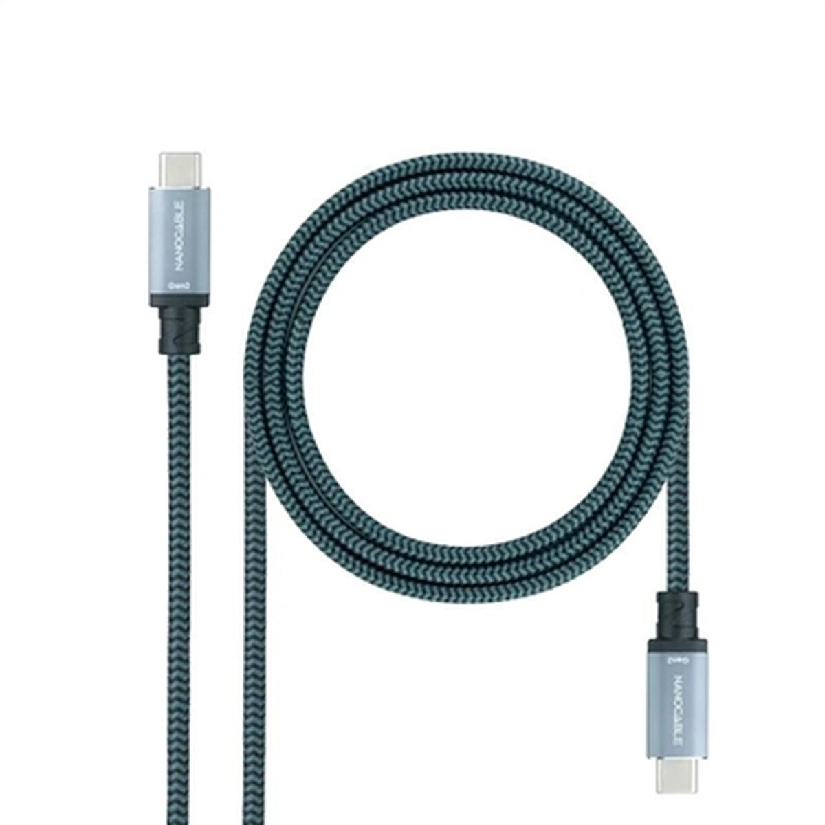 USB-C 3.1-kabel NANOCABLE 10.01.4102-COMB 2 m Svart/Grå