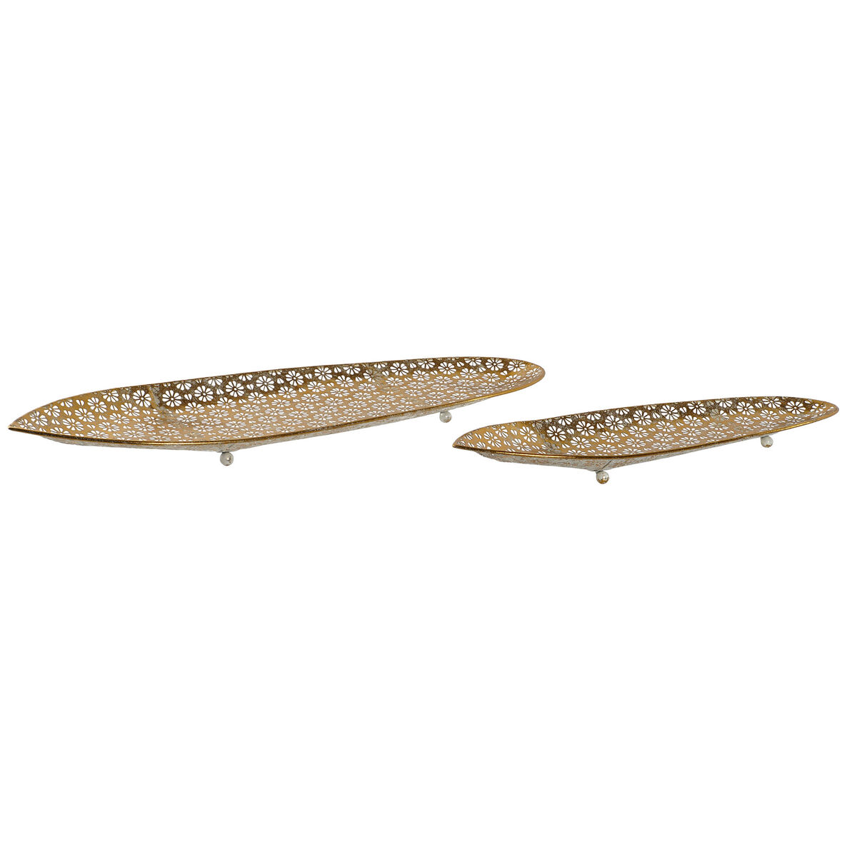 Uppsättning med Brickor Home ESPRIT Gyllene Arab 59,5 x 20 x 4 cm (2 antal)