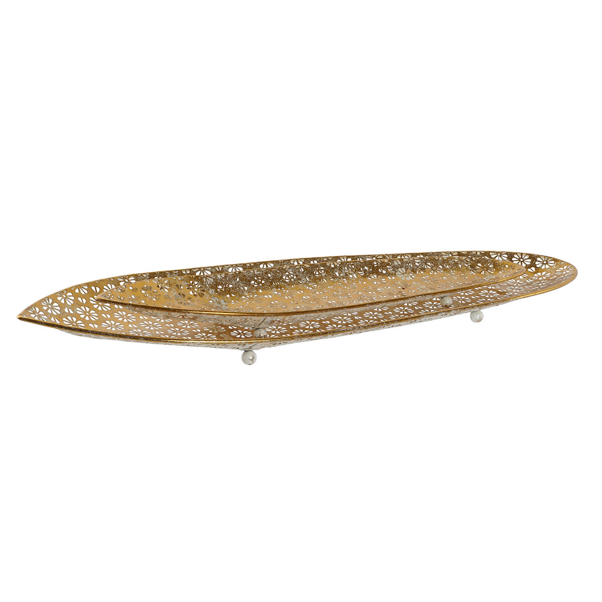 Uppsättning med Brickor Home ESPRIT Gyllene Arab 59,5 x 20 x 4 cm (2 antal) - 4