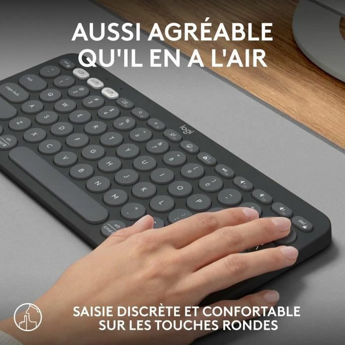 Bluetooth-tangentbord med tabletthållare Logitech K380 Franska Grå Grafit Mörkgrå AZERTY - 2