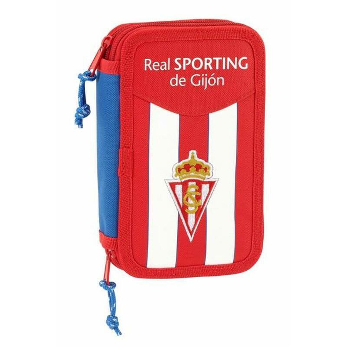 Dubbelt pennfodral Real Sporting de Gijón Vit Röd 12.5 x 19.5 x 4 cm (28 Delar) - 9