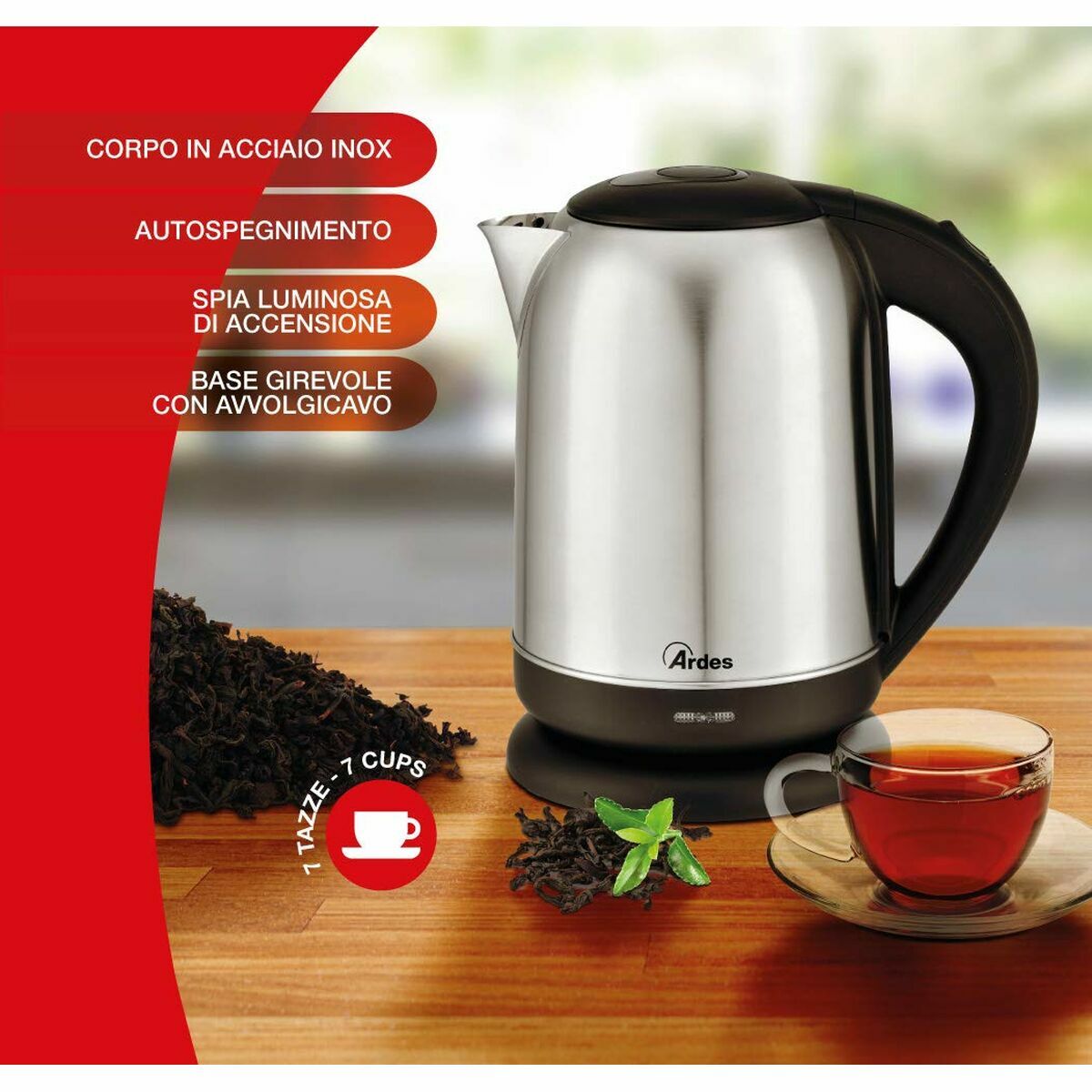 Vattenkokare Ardes Silvrig 2200 W 1,7 L Rostfritt stål (Renoverade B) - 6