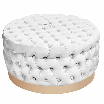 Fotpall DKD Home Decor Vit Polyester Trä MDF (78 x 78 x 40 cm)