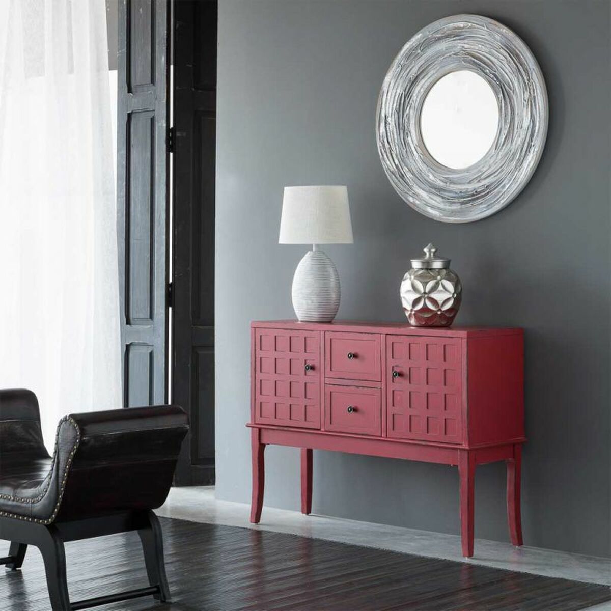 Hallmöbel med lådor Alexandra House Living Röd Granträ Trä MDF 36 x 82 x 108 cm - 2