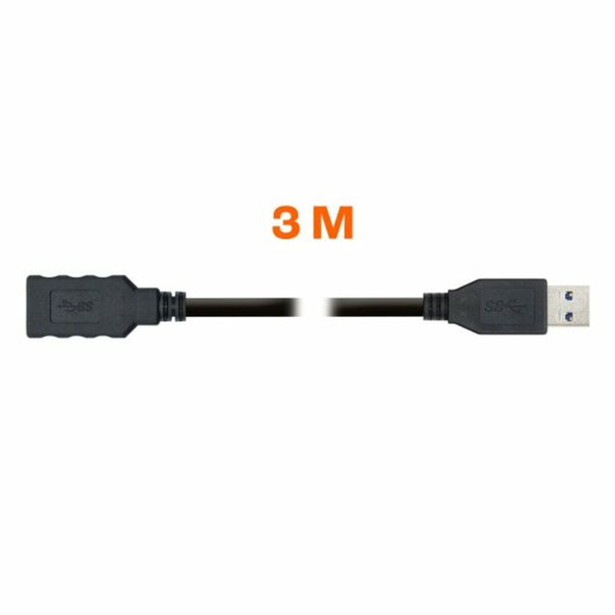 USB-kabel PcCom Svart 3 m - 3