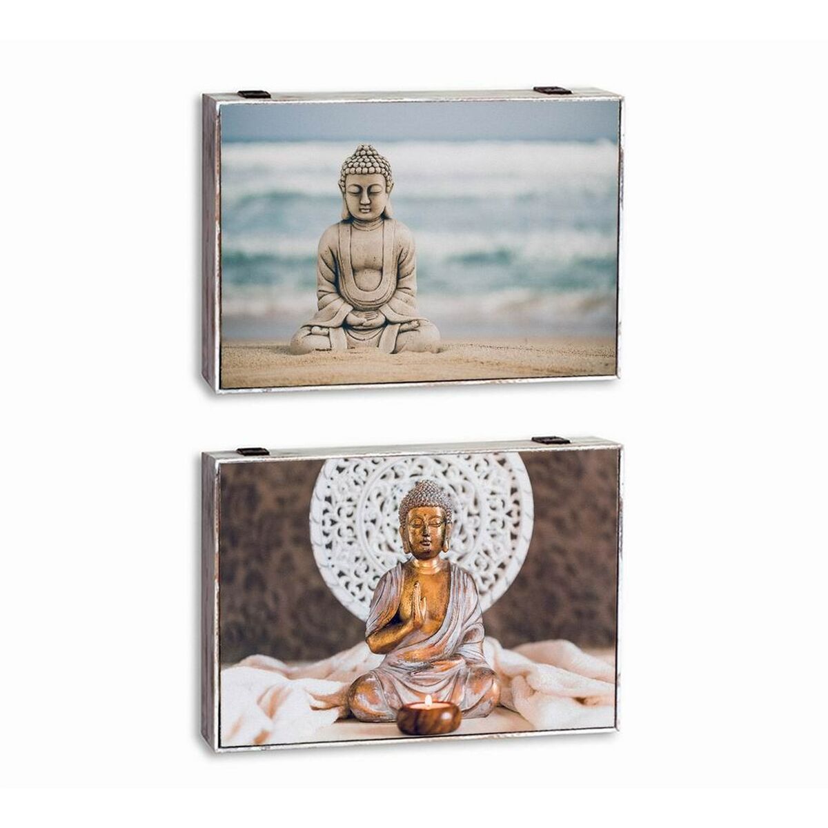 Dekorationslåda DKD Home Decor Multicolour Trä MDF Buddha Räknare (2 antal)