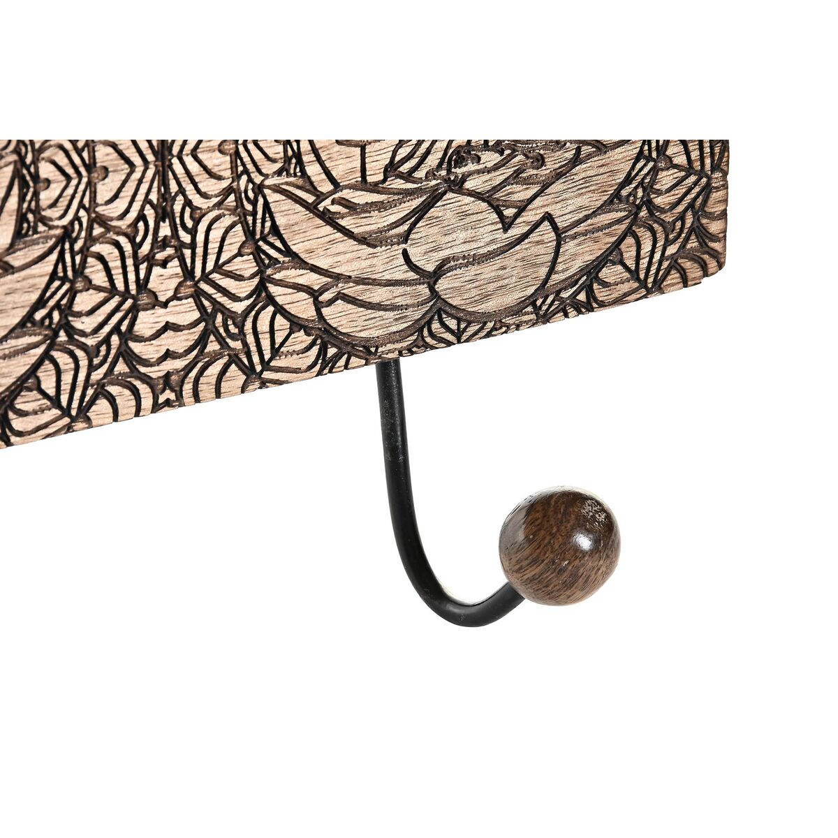 Väggmonterad rockhängare DKD Home Decor Metall Mangoträ Naturell Buddha Orientalisk 38 x 6 x 18 cm - 3